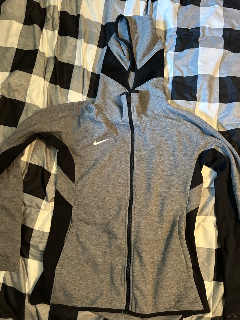 Nike Gray and Black Full-Zip Hoodie